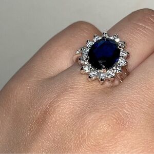 Princess Diana Kate Middleton Blue Sapphire Ring Size 6!